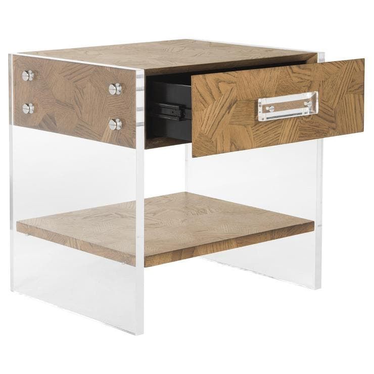 Acrylic + Wood End Table
